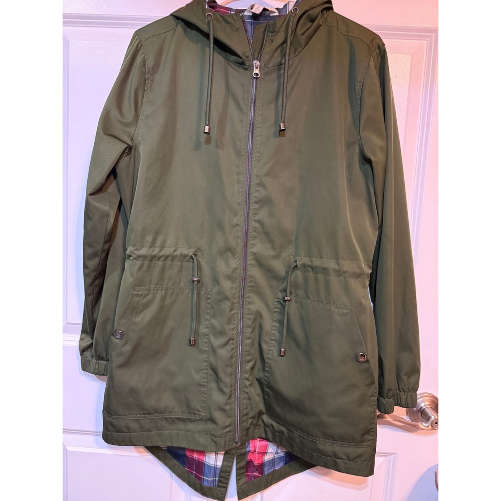Time and Tru Olive Green Hooded Drawstring Anorak Jacket‎ - Womens